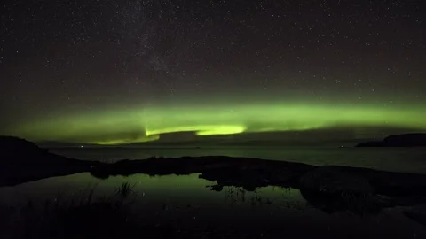 Aurora on the horizon Stock Footage 87764668