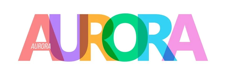 AURORA. Lettering on a white background. Vector design template for poster, m Stock Illustration