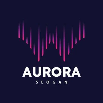 Aurora Logo, Light Wave Vector, Nature Landscape Design, Product Brand Temp.. Stock Illustration