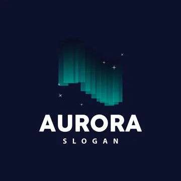 Aurora Logo, Light Wave Vector, Nature Landscape Design, Product Brand Temp.. Stock Illustration
