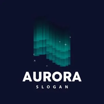 Aurora Logo, Light Wave Vector, Nature Landscape Design, Product Brand Temp.. Stock Illustration