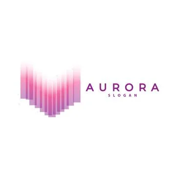 Aurora Logo, Light Wave Vector, Nature Landscape Design, Product Brand Temp.. Stock Illustration