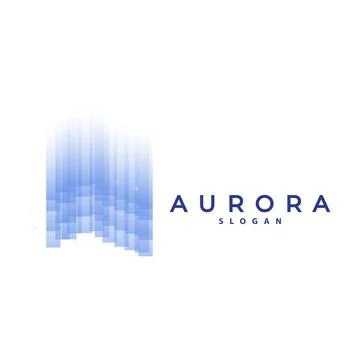 Aurora Logo, Light Wave Vector, Nature Landscape Design, Product Brand Temp.. Stock Illustration