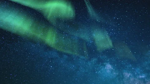 Aurora Milky Way Galaxy Time Lapse and Meteor Shower Aquarids Meteor Shower 01 Stock Footage 163105853