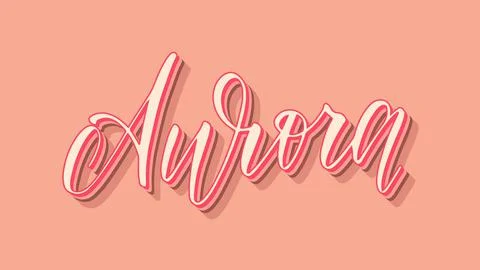Aurora Name Vector Retro Pink Lady Theme Ilustração Stock