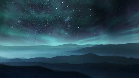 Aurora in the night sky Stock Footage 63648166