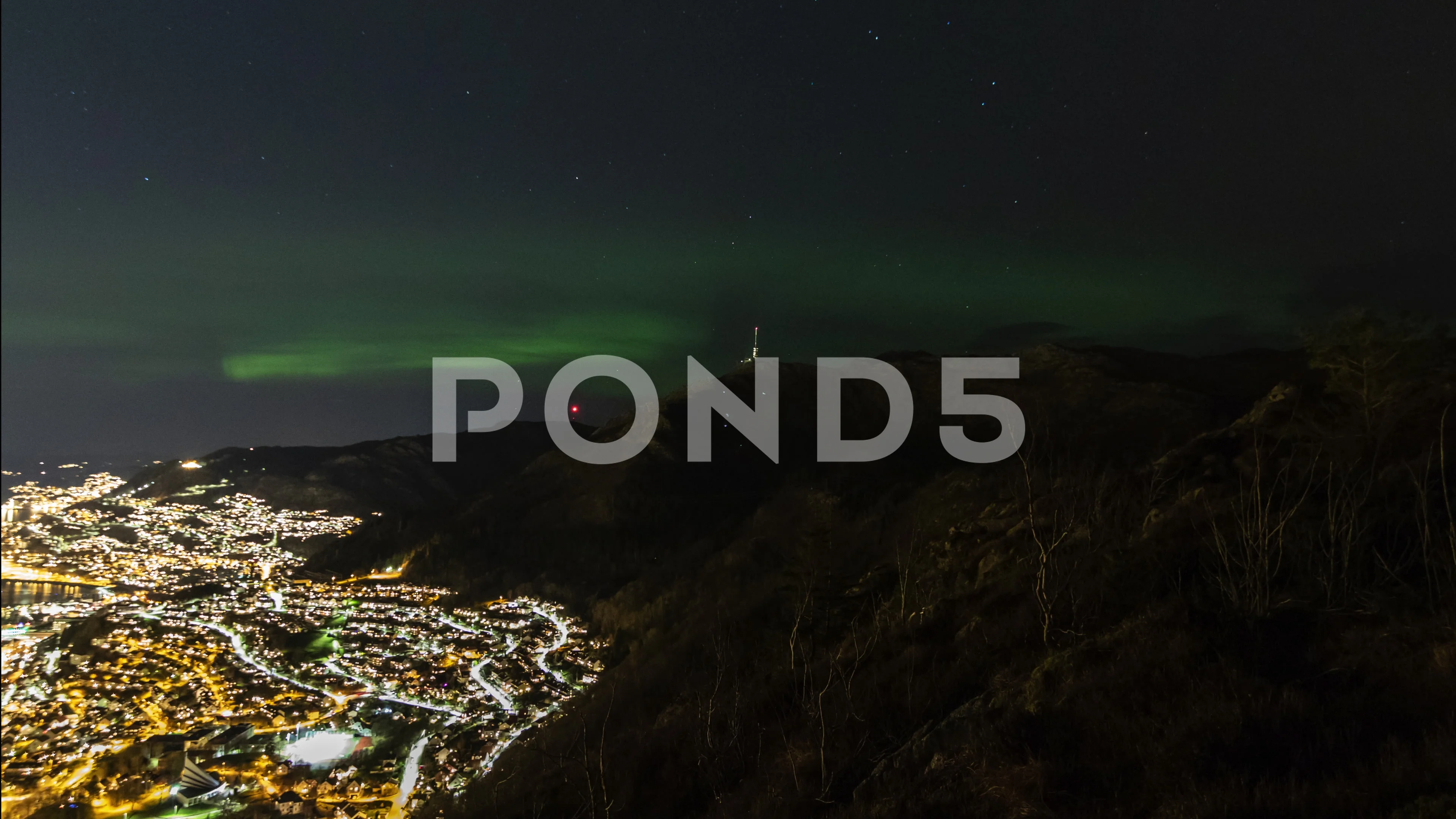 Aurora Northern Lights Over Bergen No Stock Video Pond5