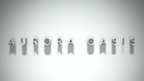 Aurora oasis 3D title animation white text on a white background Video stock 298374491