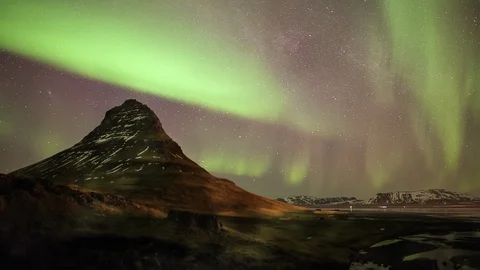 Aurora over Kirkjufell Stock Footage 86344740