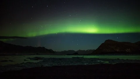 Aurora Over Miles Lake Stock Footage 88158937