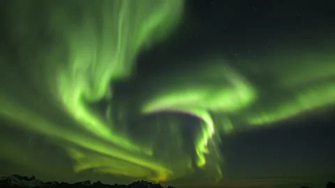 Aurora over the mountain relief Stock Footage 250298535