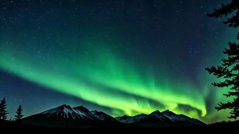 Aurora over mountain silhouette 스톡 동영상 308535875