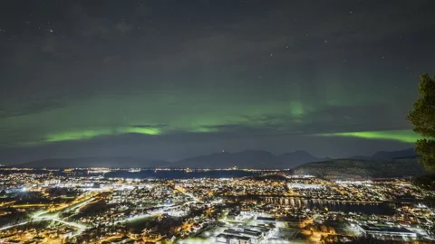 Aurora over the urban agglomeration Stock Footage 269714899