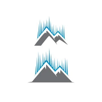 Aurora with peak of Mountain logo tech vector illustrations Illustrazione stock