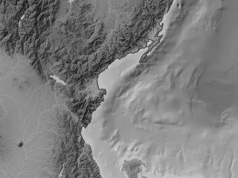 Aurora, Philippines. Grayscale elevation map with lakes and rivers Stock Illustration