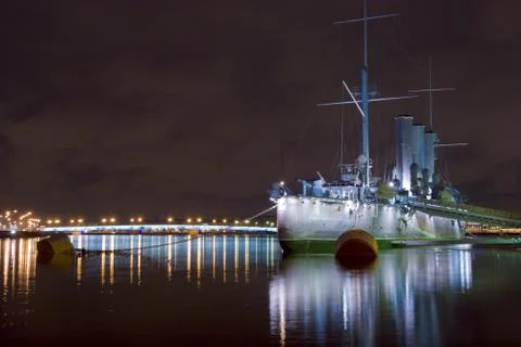Aurora ship in the night Stock Photos