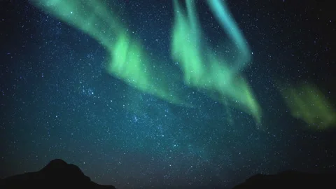 Aurora Spring Sky North Star Polaris Milky Way Galaxy Time Lapse Stock Footage 167224787
