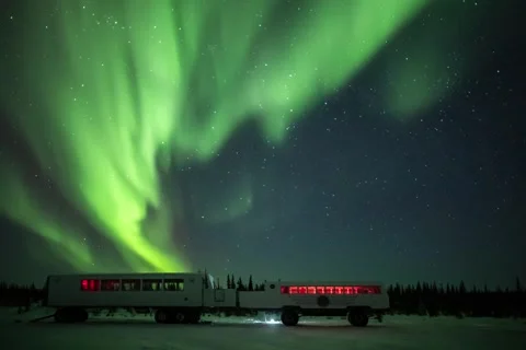 Aurora with Stars at Night at the 53rd Parallel 스톡 동영상 310187659