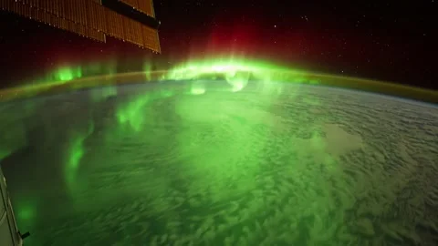 Auroras Lights Outer Space View From International Space Station ISS Stock Footage 188521602