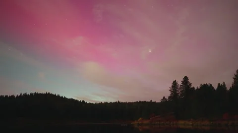 Auroras over alpine lake Stock Footage 287881174