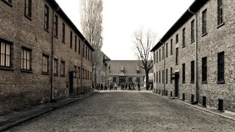 Auschwitz building blocks Stock Photos