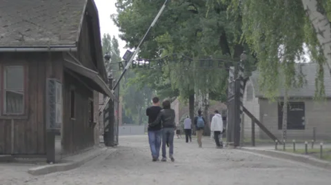 Auschwitz Entrance Stock Footage 32345622