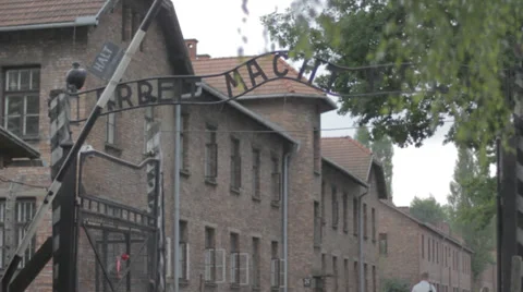 Auschwitz Entrance Stock Footage 32345692