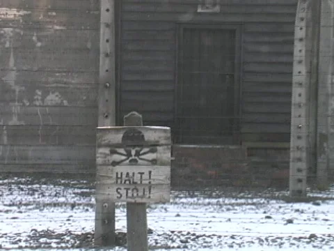 Auschwitz Guard Tower Sign Stock Footage 566690
