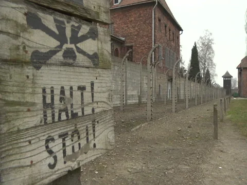 Auschwitz "Halt Stoj" Stock Footage 43618423
