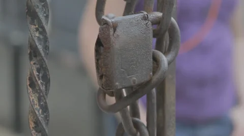 Auschwitz Padlock with Chain Stock Footage 32345668
