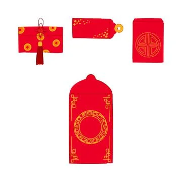 Auspicious red envelopes bringing good luck fortune Stock Illustration