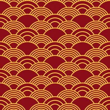 Auspicious seamless Chinese pattern in rich red and gold Stock Illustration
