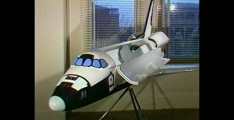 AUSSAT Satellite Model with Space Shuttle Columbia (1984) Video stock 310869717