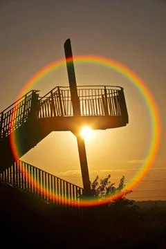 Aussichtsplattform der Halde Pluto bei stimmungsvollem Sonnenuntergang, De... Stock Photos