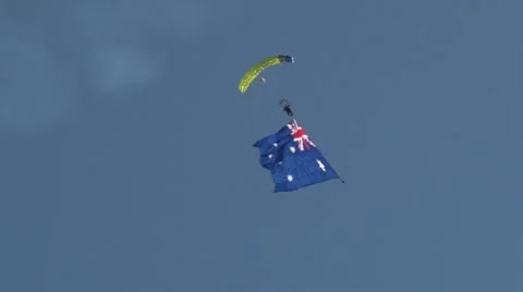 Aussie Flag Parachute 007 HD Stock Footage 12323833
