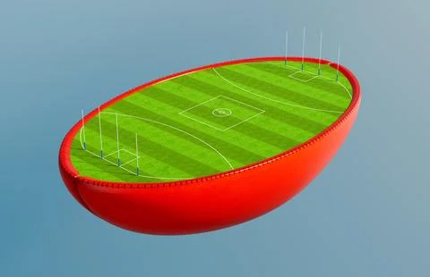 Aussie Rules Half Ball Stadium Concept Stock Illustration