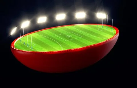 Aussie Rules Half Ball Stadium Concept Stock Illustration