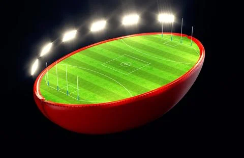 Aussie Rules Half Ball Stadium Concept Stock Illustration