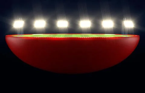 Aussie Rules Half Ball Stadium Concept Stock Illustration