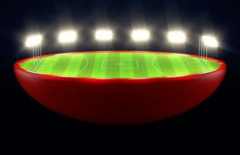 Aussie Rules Half Ball Stadium Concept Stock Illustration