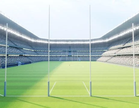 Aussie Rules Stadium and Ball Stock Illustration