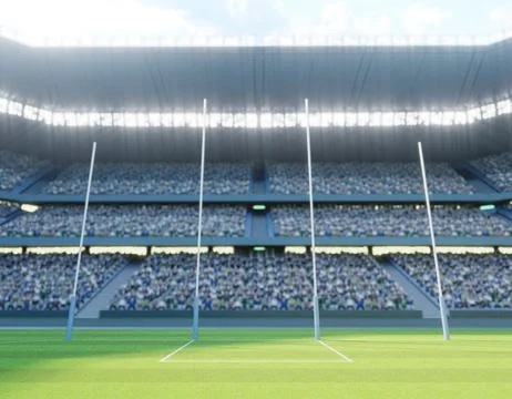 Aussie Rules Stadium and Ball Stock Illustration