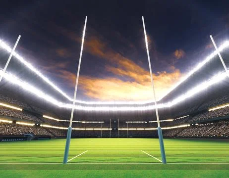 Aussie Rules Stadium and Ball Stock Illustration
