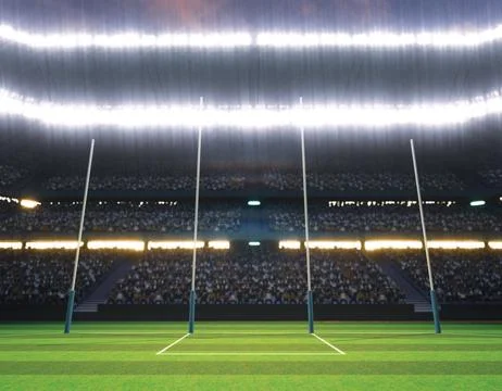 Aussie Rules Stadium and Ball Stock Illustration