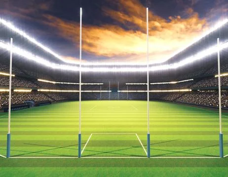Aussie Rules Stadium and Ball Stock Illustration