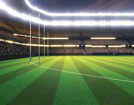 Aussie Rules Stadium and Ball Stock Illustration