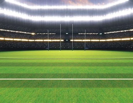 Aussie Rules Stadium and Ball Stock Illustration