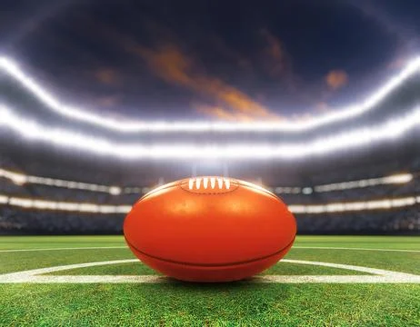 Aussie Rules Stadium and Ball Stock Illustration