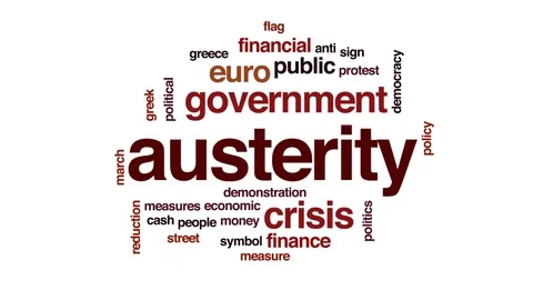 Austerity animated word cloud, text design animation. Stock Footage 75368885