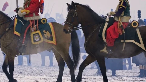 AUSTERLITZ, CZECH REPUBLIC – 12/01/2018: Battle of Austerlitz 스톡 동영상 101562072